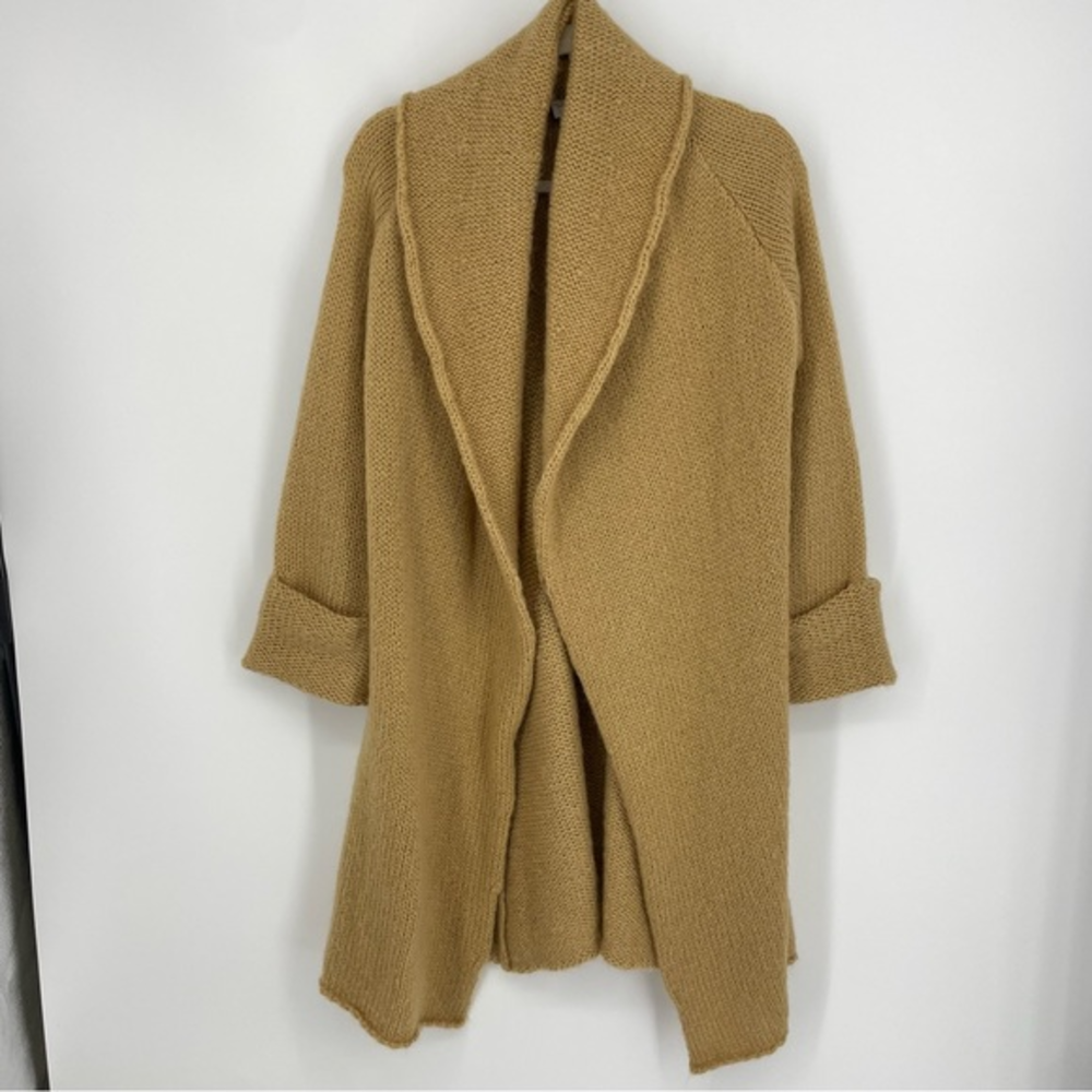 Soft Surroundings Camel Knit Open-Front Cardigan